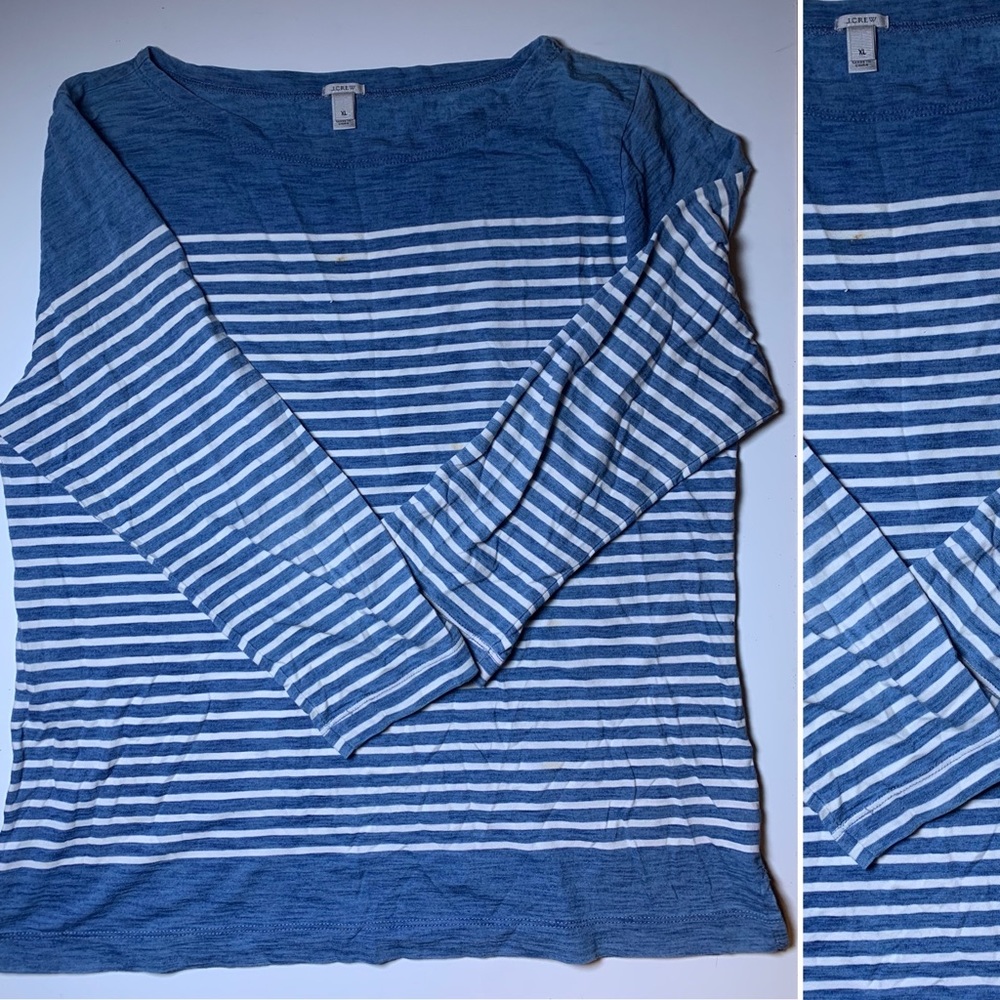 J crew boatneck striped nautical long sleeve shirt